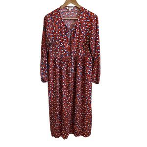 Grace Atwood‎ The Drop Red Animal Print Long Sleeve Maxi Dress - Women's Medium